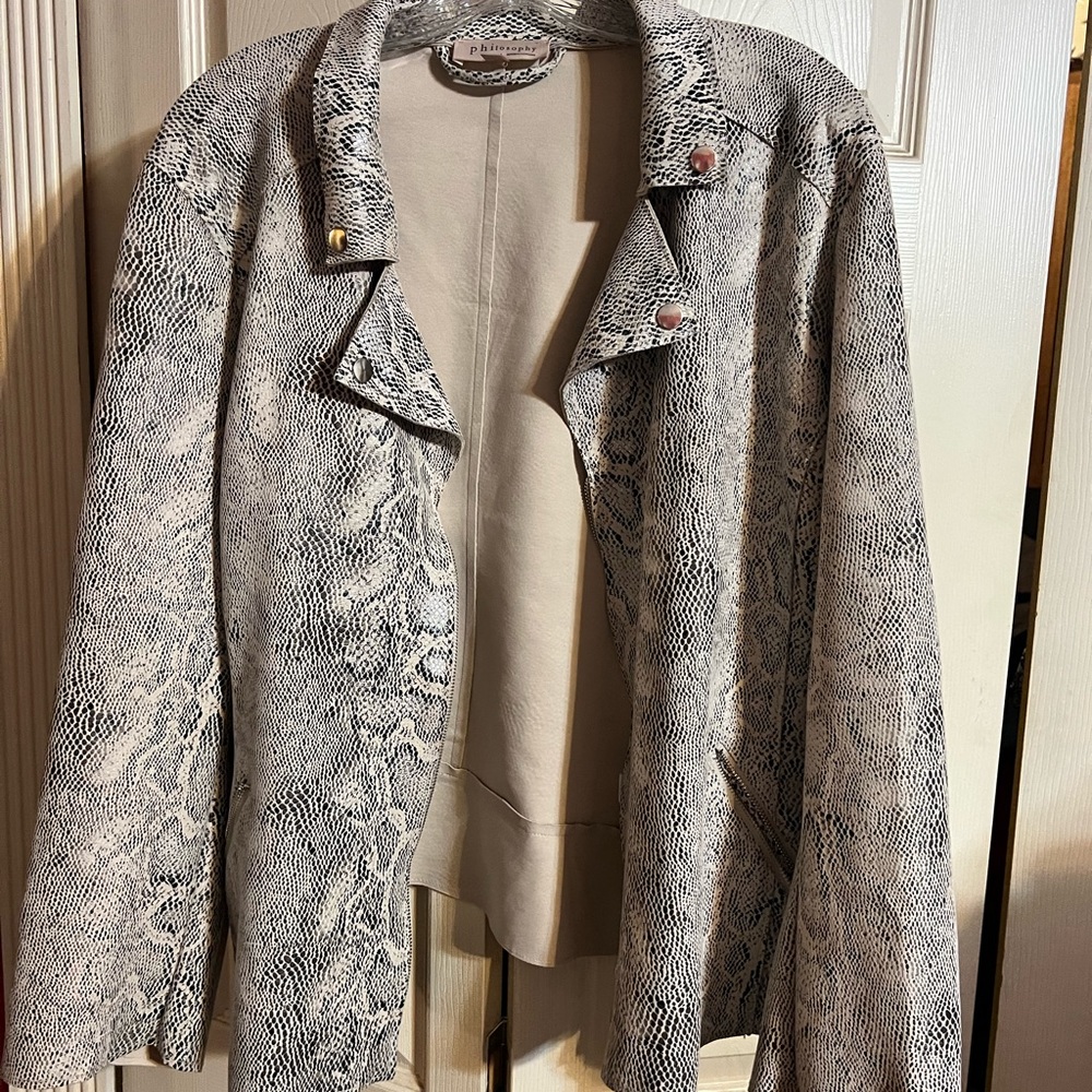 Philosophy jacket faux leather snake print